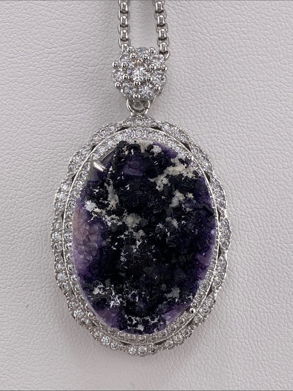 Raw Purple Fluorite Pendant • Geometric Cubic Cluster • Earthy Statement Jewelry